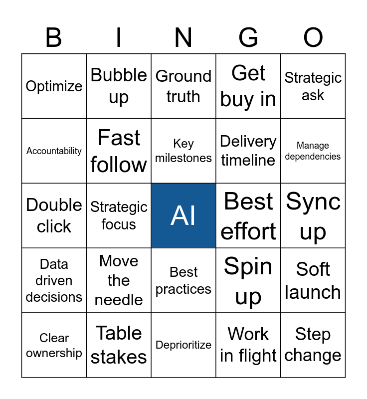 All Hands Bingo Card
