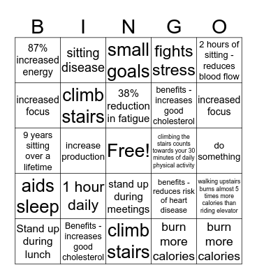 Healthy Heart Bingo Card