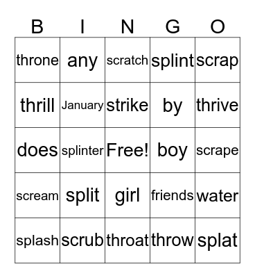 January 3, 2017 Bingo Card