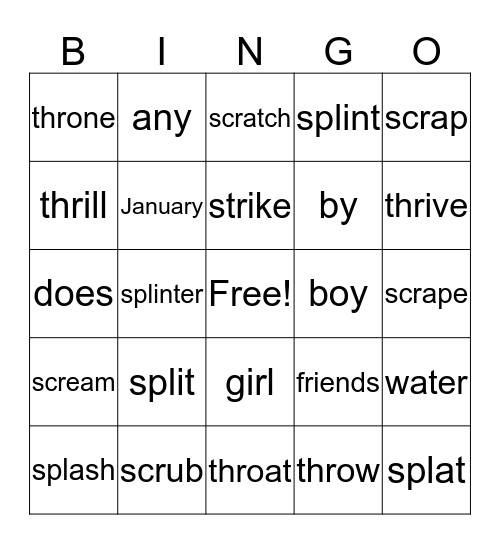 January 3, 2017 Bingo Card