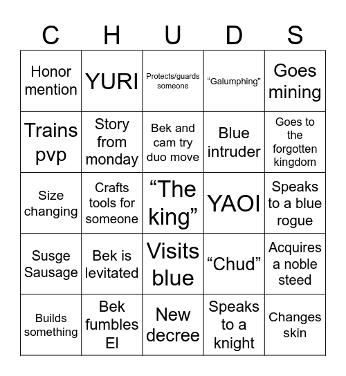 HUZZINGO Bingo Card