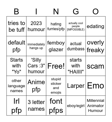 Phonebooth Bingo Card