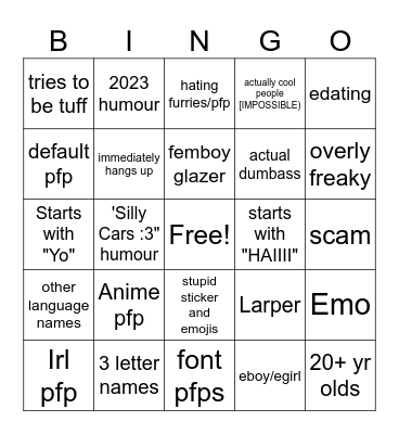 Phonebooth Bingo Card