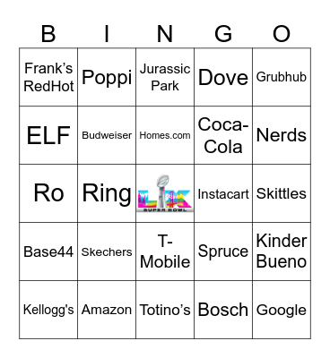 Super Bowl LX Commercial BINGO Card
