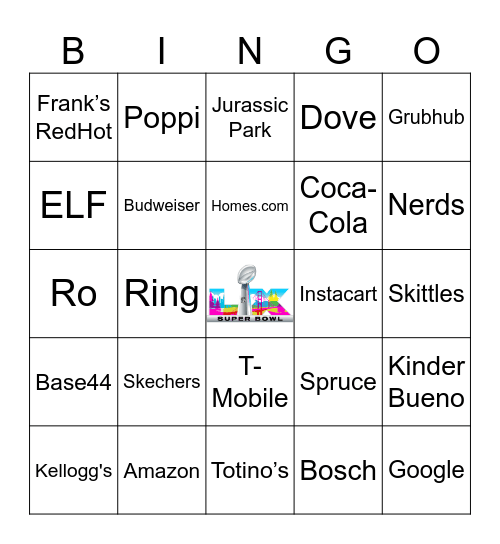 Super Bowl LX Commercial BINGO Card