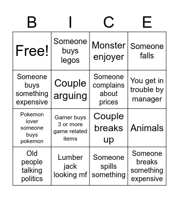 Bryce bingo card Bingo Card