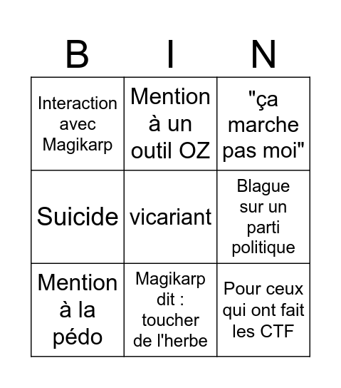 DU OSINT PRESHOT Bingo Card