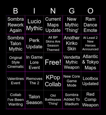 Overwatch Spotlight 2026 Bingo Card