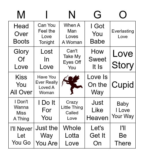 Valentine's / Love Game Bingo Card