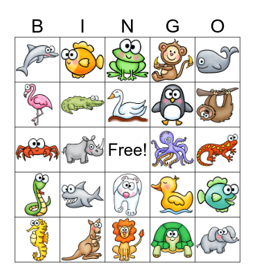 Wild Animal Bingo Card