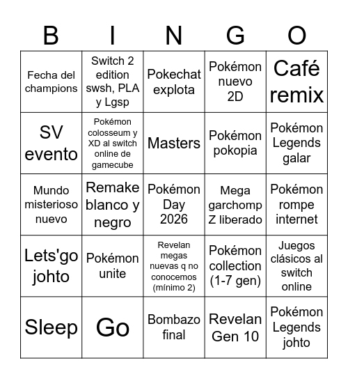Pokémon Day 2026 Bingo Card