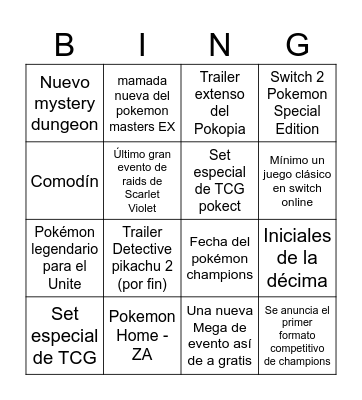 Pokemon Day 30 Aniversario Bingo Card