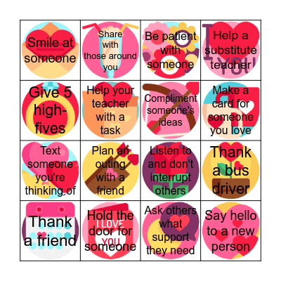 Friendship Party Bingo Card