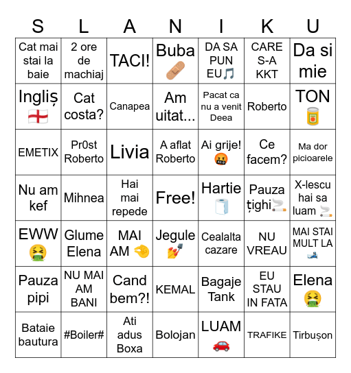 Slanicucu Emoloaice Bingo Card