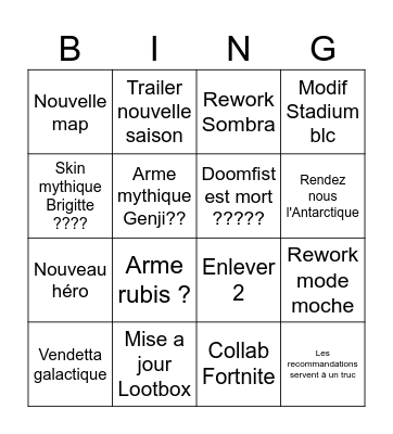 Overwatch Bingo Card
