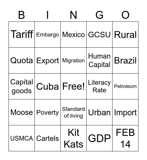 Unit 6 Review Bingo Card