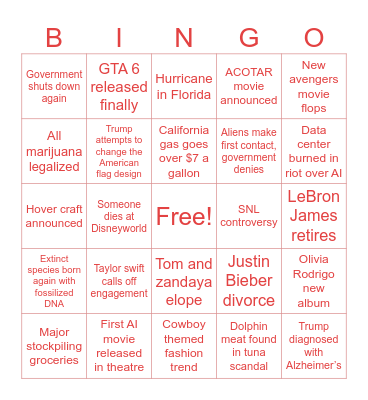 2026 Bingo Card