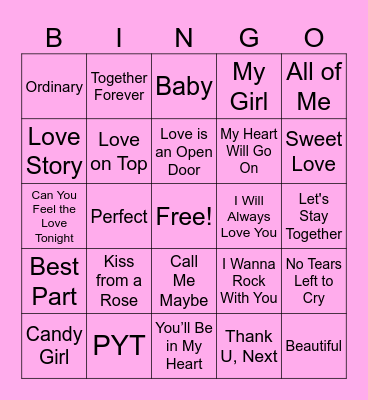 Love is in the Air Bingo Card