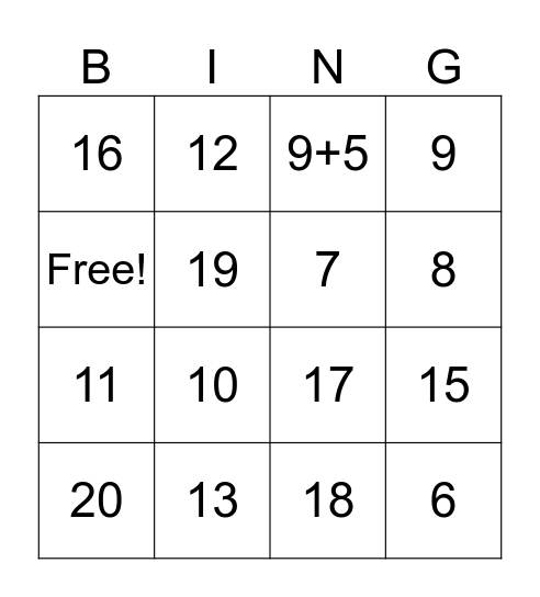 ÖSSZEADÁS Bingo Card