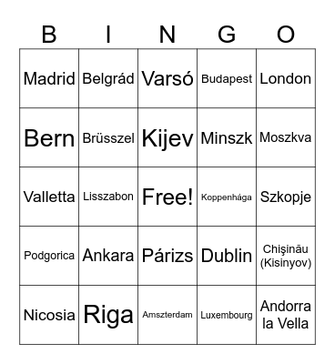 Capitals Bingo Card