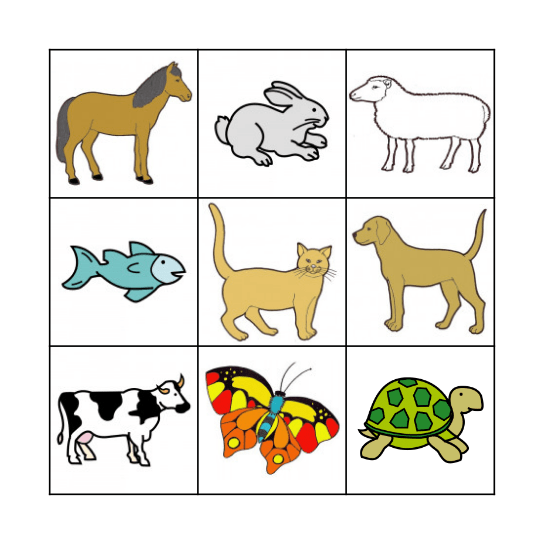 Les animaux Bingo Card