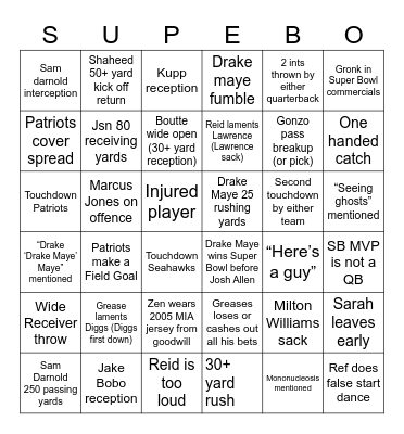 Super Bowl 60 Bingo Card
