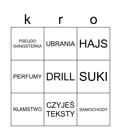 ks records Bingo Card