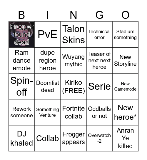 ovewa spotlie Bingo Card