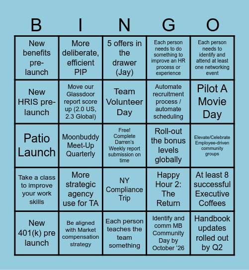 HR Bingo 2026 Bingo Card