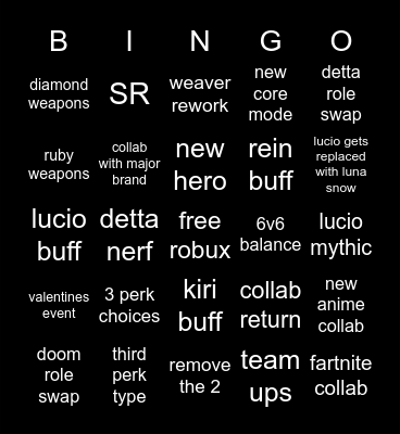 spotlight bingo Card