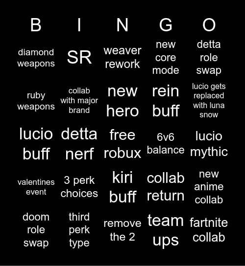 spotlight bingo Card