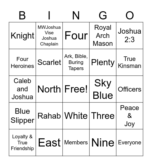 Heroines of Jericho Bingo Card