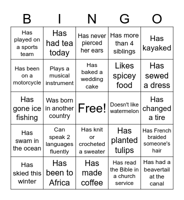 GEMS Valentine's Tea Bingo Card