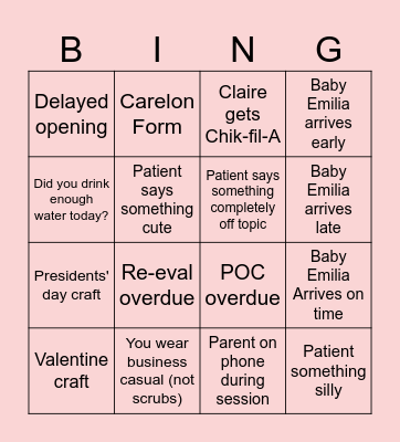 CHKD February Bingo Card