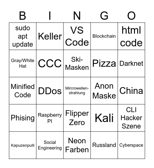 hackermittwoch Bingo Card