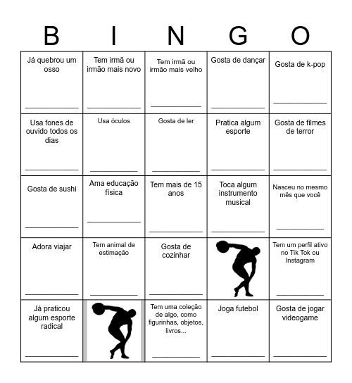 Bingo humano Bingo Card