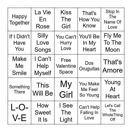 Happy Valentines Day! Bingo Card
