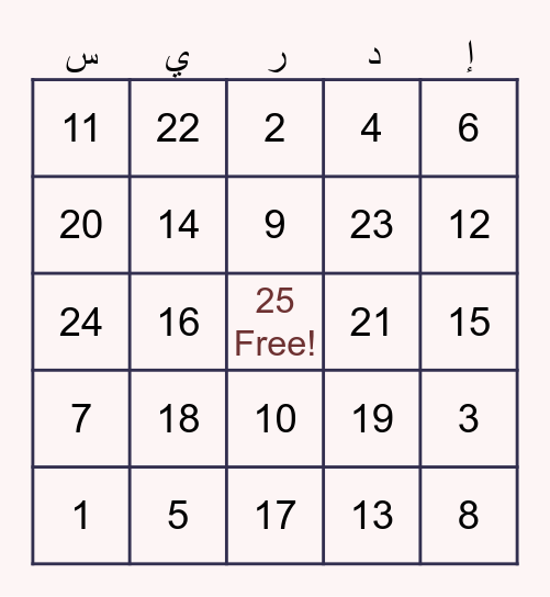 رواية قلم زينب Bingo Card