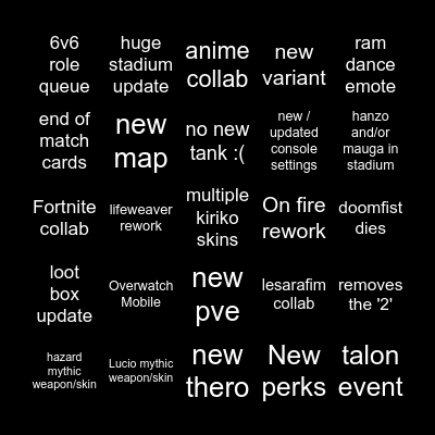 OVERWATCH SPOTLIGHT Bingo Card