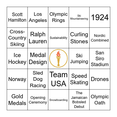 Winter Olympics 2026 Bingo Card