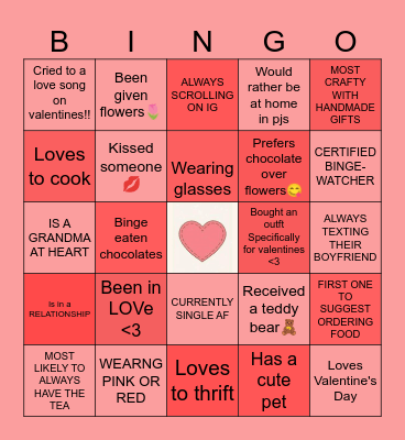 Galentine's Bingo Card