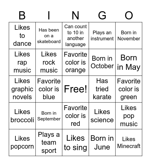 People File Bingo! Bingo Card