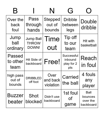 Basketball Bingo Card