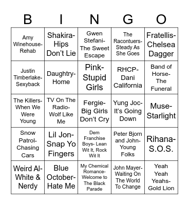 Radio Bingo Class of 2006 Bingo Card
