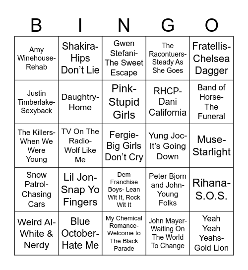 Radio Bingo Class of 2006 Bingo Card