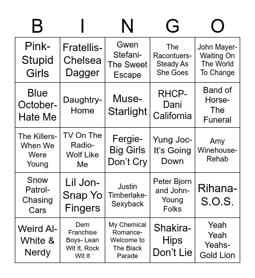 Radio Bingo Class of 2006 Bingo Card