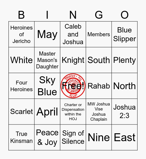 Coastal Regional Training Heroines of Jericho Bingo Card