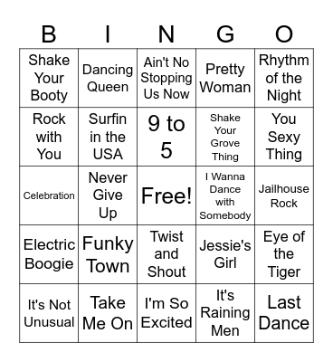 Musical Bingo Card