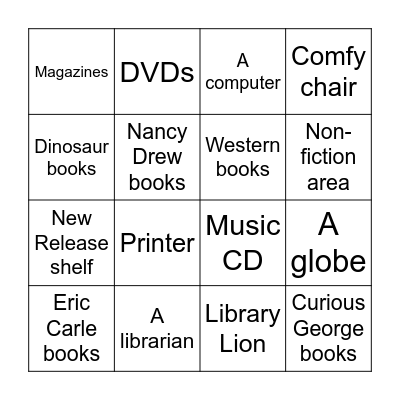 Library Scavenger Hunt Bingo Card