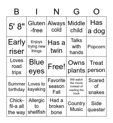 How Allie Are You? Bingo Card